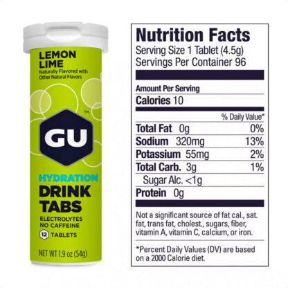 Gu Hydration Drink Tabs 320mg Sodio Hidratación Caja X8 (Lemon lime) - Image 2