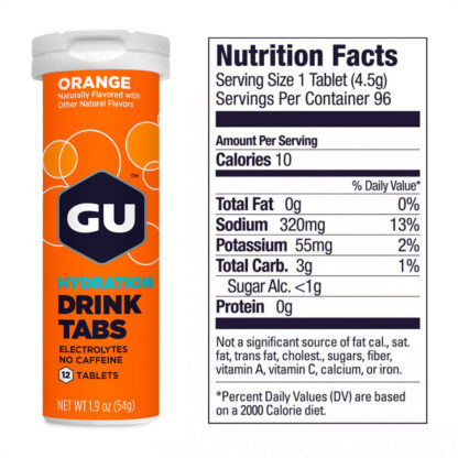 Gu Hydration Drink Tabs 320mg Sodio Hidratación Caja X8 (Orange) - Image 2