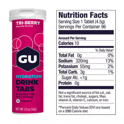 Gu Hydration Drink Tabs 320mg Sodio Hidratación Caja X8 (Tri-Berry) - Image 2