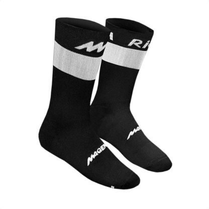 Medias Ciclismo Magenta Caña Alta (Negro Con Blanco)