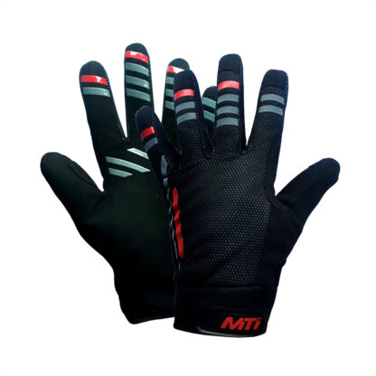 Guantes Ciclismo Dedos Largos Mti Windstopper (Negro/Rojo)