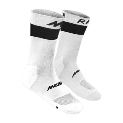 Medias Ciclismo Magenta Caña Alta (Blanco Con Negro)