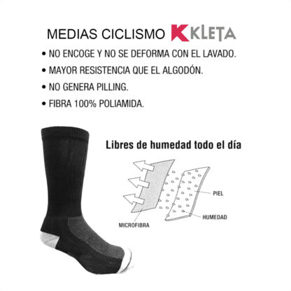 Medias Ciclismo Kleta Modelo Faster Caña Alta (Blanco/Negro) - Image 4