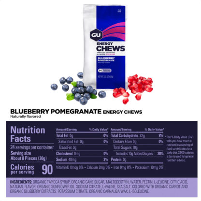 Gu Energy Chews Gomitas (Blueberry Pomegranate - Sin Cafeína) - Image 2