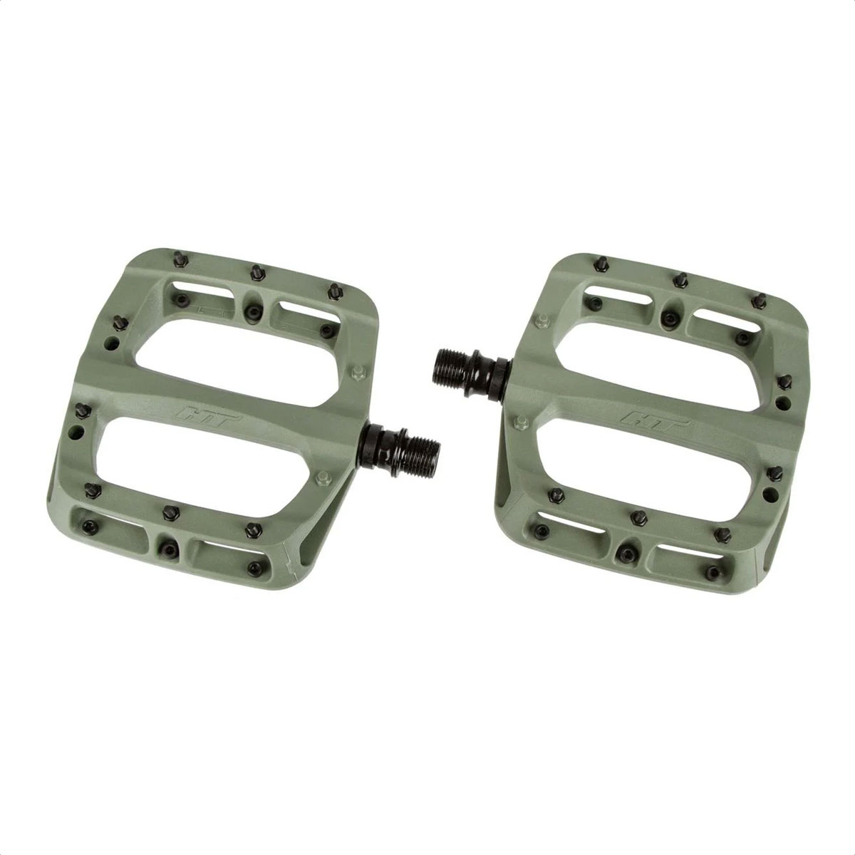 Pédales Plate-forme HT Components Nano P - Corps Nylon, Axe Cr-Mo - Vert Fluo