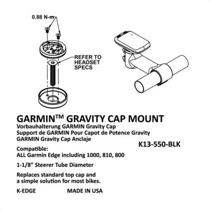 Soporte Gps K-Edge Garmin Gravity Top Cap Mount (Black) - Image 3