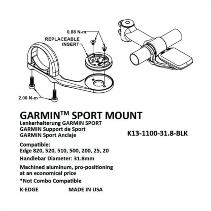 Soporte Gps K-Edge Garmin Sport Mount (Black) - Image 3