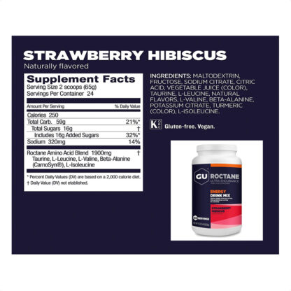 Gu Roctane Energy Drink Mix Energía 24 Servicios (Strawberry Hibiscus - No caffeine) - Image 2