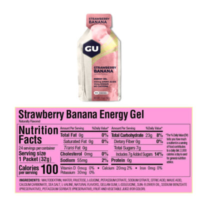 Gu Energy Gel Caja X24 (Strawberry Banana - Sin Cafeína) - Image 3