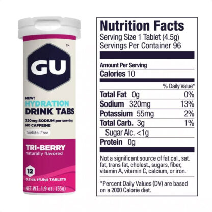 Gu Hydration Drink Tabs 320mg Sodio Hidratación Caja X8 (Tri-Berry) - Image 2