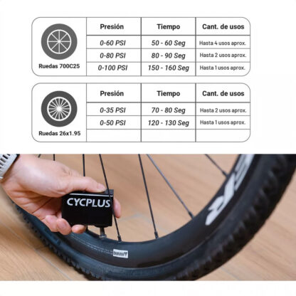 Mini Inflador Compresor Cycplus Cube AS2 Usb 97g (100psi) - Image 3