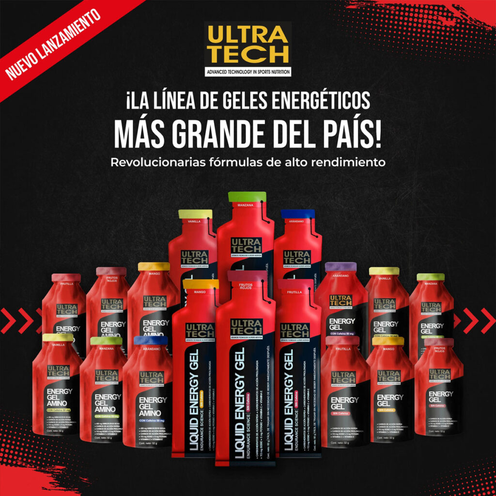 UltraTech Nutrition Energy Gel AMINO Caja x12 (Frutilla – Sin Cafeína ...