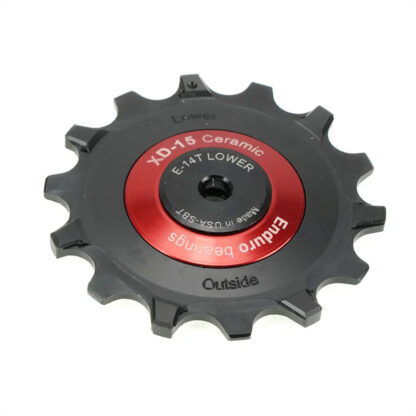 Rueditas Pata De Cambios ENDURO Bearings BKCJ-0505 - 12/14 tooth, XD15 Ceramic Hybrid Bearing, Machined Delrin, SRAM Eagle AXS 12v (5mm bolt hole) - (Red) - Image 3
