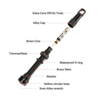 Válvulas Presta Tubeless Encore Premium 60mm (Negro) - Image 3