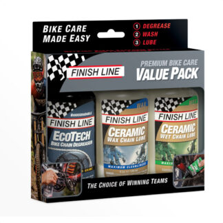 Kit Lubricacion y Limpieza Cadena Finish Line Premium Bike Care Value Pack (EcoTech + Ceramic WET lube + Ceramic WAX Lube 120ml)