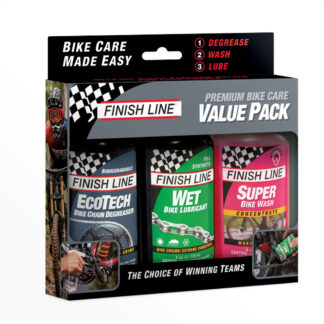 Kit Lubricacion y Limpieza Cadena Finish Line Premium Bike Care Value Pack (EcoTech + WET lube + Super Bike Wash 120ml)