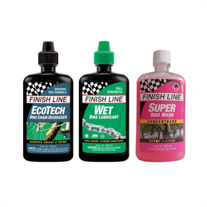Kit Lubricacion y Limpieza Cadena Finish Line Premium Bike Care Value Pack (EcoTech + WET lube + Super Bike Wash 120ml) - Image 2